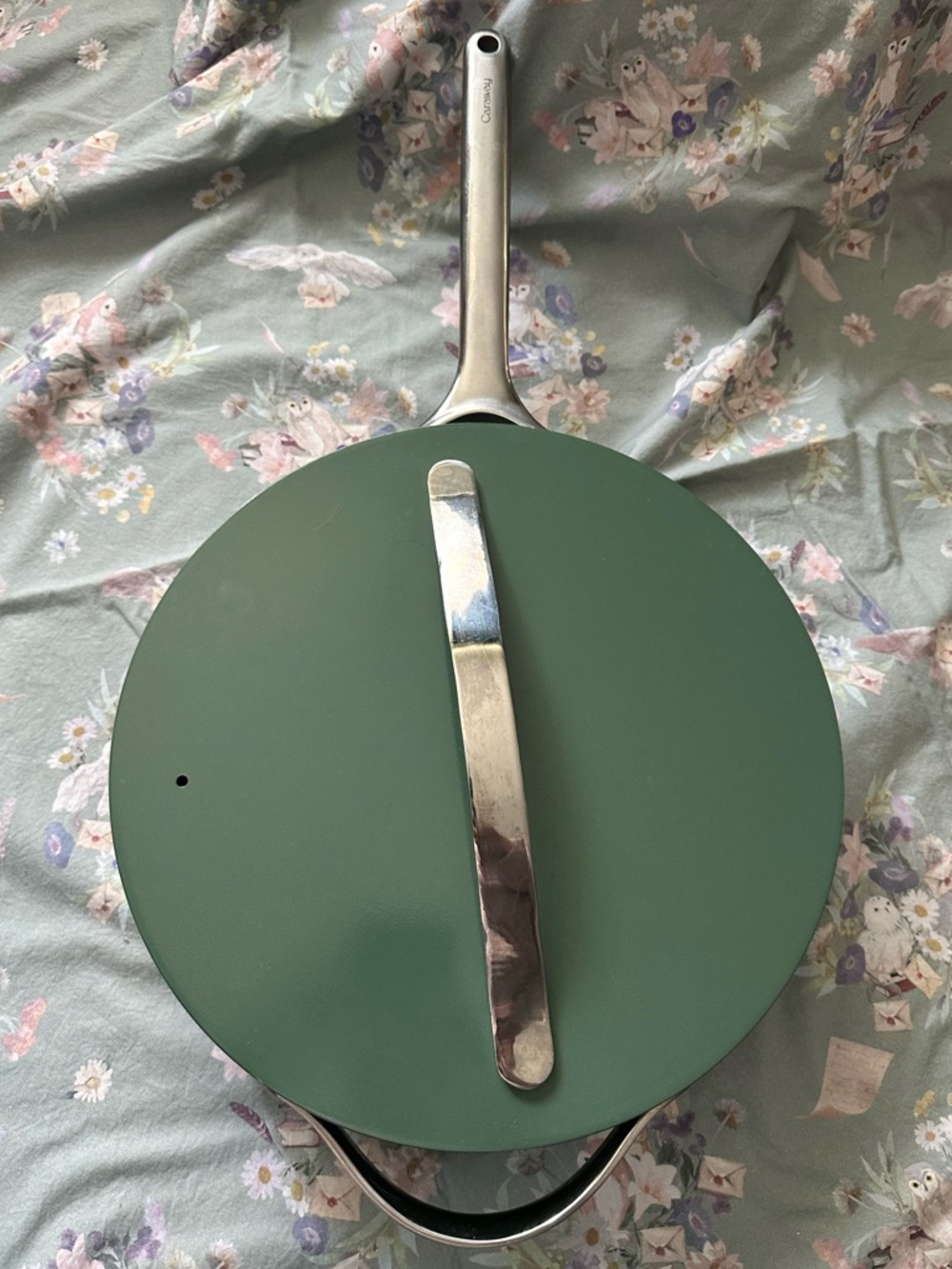 Caraway 4.5 qt Non-Stick Ceramic Sauté Pan With Lid in Sage w Bonus Organizers